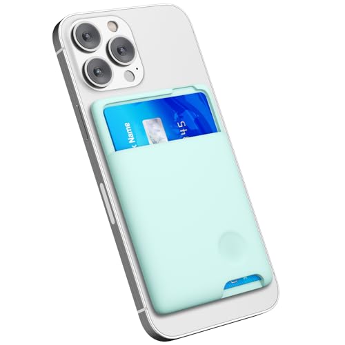 oakxco Phone Wallet Stick On, Secure Phone Card Holder Silicone, Adhesive Pocket Sleeve ID Credit Card, Slim Thin Card Case for Men Women Cute, Compatible with Apple iPhone Samsung Pixel, Mint
