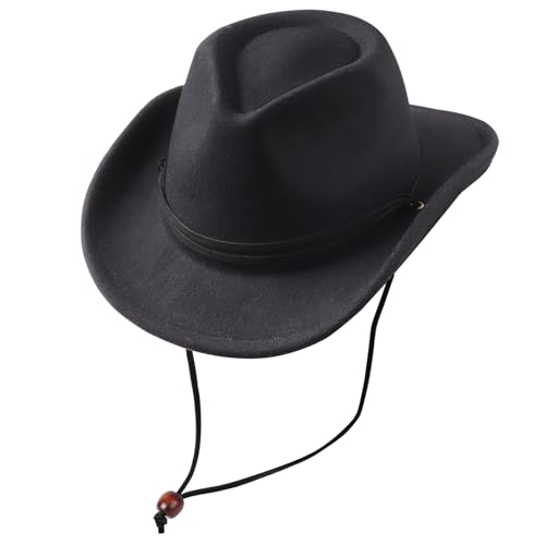 DRESHOW Chapeau Cowboy Fille Garçons Chapeau Panama Rétro Fedora Classique en Feutre avec Boucle...
