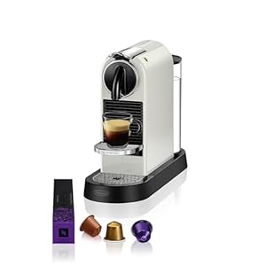 Nespresso Citiz Coffee Machine by De'Longhi for Original Coffee Pods, Italian Inspired Espresso, Quality Coffee, Starter Capsule Set Included, EN167.W, White