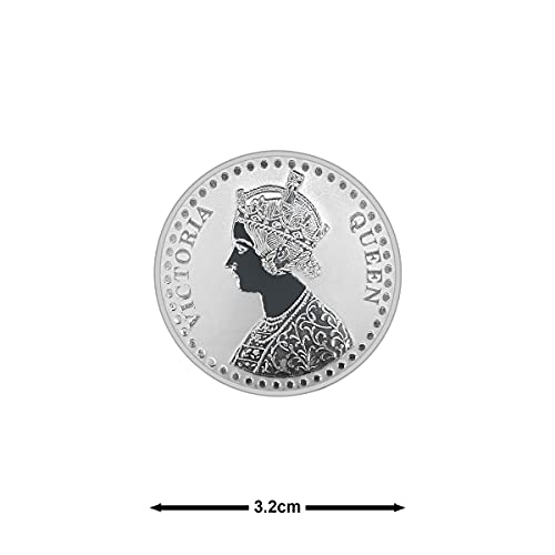 Image of FORTUNE FOREVER Pure Silver Queen Victoria BIS Hallmarked Round Coin Chandi Sikka with Blister Card Perfect for Gifting Investment Diwali Dhanteras (999 Purity)