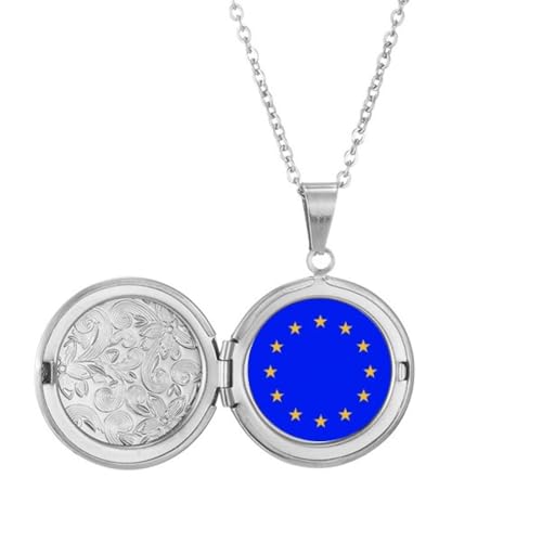 Collier médaillon drapeau UE pour ne plus jamais perdre vos photos chéries