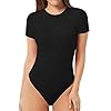 MANGOPOP-Womens-Round-Neck-Short-Sleeve-T-Shirts-Basic-Bodysuits MANGOPOP Women's Round Neck Short Sleeve T Shirts Basic Bodysuits (A01 Black, Large)