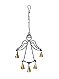 Angel Chime Metal Hanging Decoration Black with Turnished Gold Bells Modern Home Office Christmas Or
