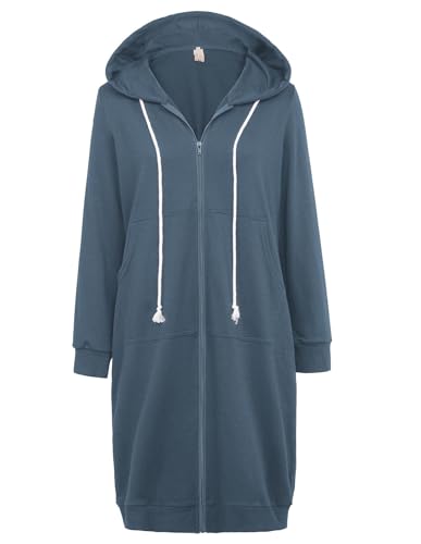 GRACE KARIN Women's Casual Pockets Zip up Hoodies Tunic Sweatshirt Long Hoodie Jacket