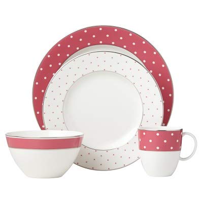 Lenox Kate Spade New York Pink & Platinum Polka Dots 4-Piece Place Setting New In Box #TOP26