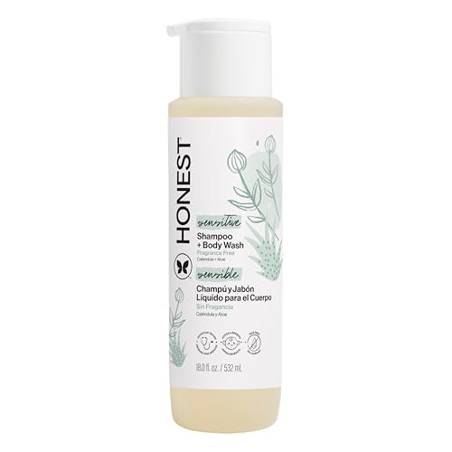 Image of The Honest Company 2-in-1 Baby Shampoo & Body Wash, Fragrance-Free, Gentle, Tear-Free, Hypoallergenic, Naturally Derived, Sensitive Skin, 18 fl oz