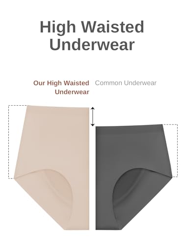 Image of Cuweni Womens Underwear Seamless High Waisted Briefs Silky Stretch No Show Breathable Full Coverage Ladies Panties 6 Pack