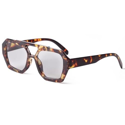 Image of ADE WU Rectangle Sunglasses for Women Men Retro 90s Sunglasses Trendy Black Tortoise Shell Glasses Y2K