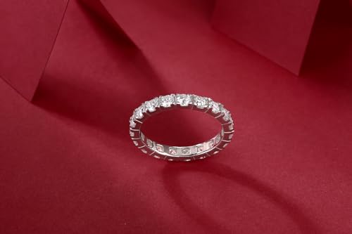 1.9-2.5 CTTW Moissanite Wedding Band Ring, 3mm Width Full Eternity Band Ring for Women, D Color VVS1 Round Moissanite Jewelry 925 Sterling Silver, Anniversary and Birthday Gift, All Size4