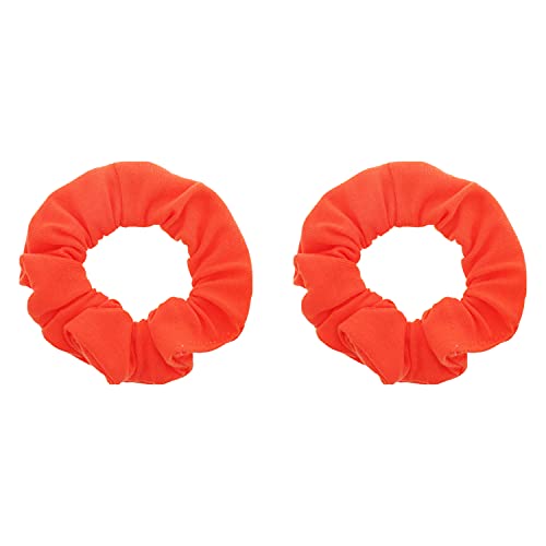 Motique Accessories Solid Scrunchies for Women, Set of 2, Neon Orange