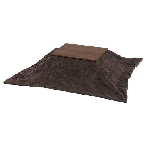 こたつ 2点セット 75×60cm 長方形 アルテナ+ビケ 洗える 掛布団 継脚つき 古木調 (こたつ:ヴィンテージブラウン, 布団:ブラウン)