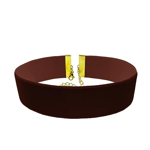 Oblique Unique® Halsband Halskette für Damen Mädchen Kette aus Samt Choker für JGA Junggesellinnenabschied Party (Braun)