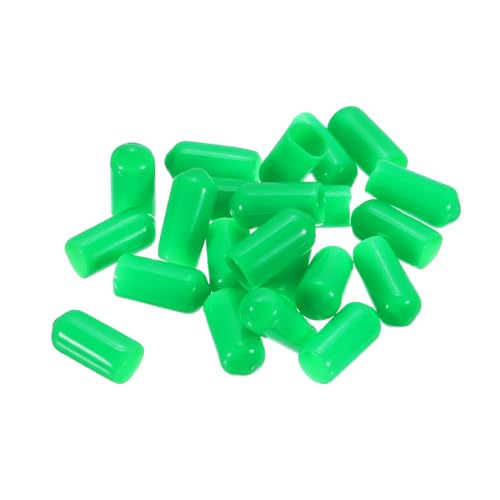 uxcell 50pcs Rubber End Caps 7mm ID Vinyl PVC Round Tube Bolt Cap Cover Screw Thread Protectors Green, 0.28 inch