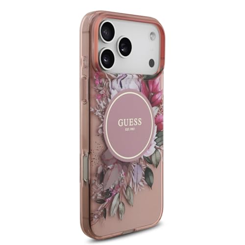 Coque iPhone 17 Pro Guess MagSafe à fleurs avec perle antichoc - 5