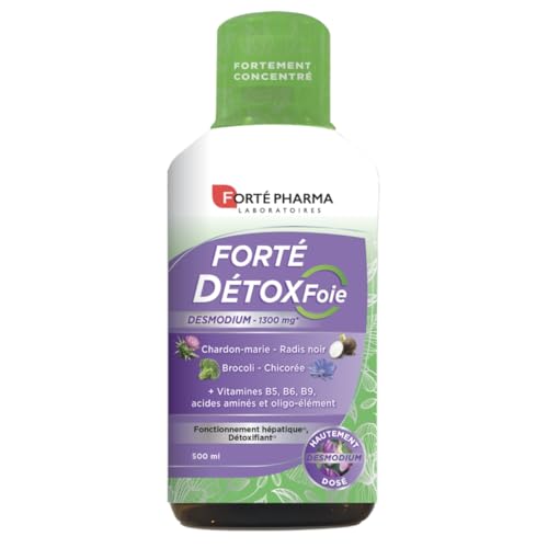 Forté Pharma - Forté Détox Foie, Complément Alimentaire Elimination des toxines - Chardon-Marie Radis Noir Desmodium et Vitamines - Détox du foie, Flacon 500 ml = 10 jours