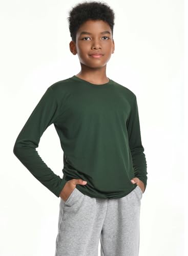 5 Pack: Youth Boys Long Sleeve Shirts Dry Fit Athletic T Shirts for Teens Kids Performance Activewear Tops Tees2