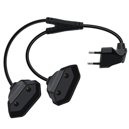 HuaLiSi Euro Przedłużacz 2 w 1, Kabel Elektryczny Euro typ C 2,5 A, 250 V do Urządzeń Gospodarstwa Domowego, Telewizorów, Komputerów itp. (Czarny, 1 m)