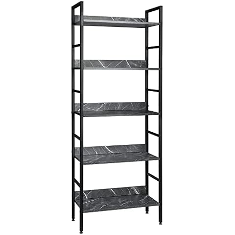 EUGAD Standregal Bücherregal Metallregal Leiterregal Stufenregal Multifunktionale Regal Industrie Design MDF Metall 60x27,5x160cm Cover