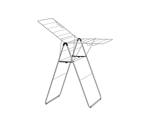 Brabantia HangOn Compact Clothes Drying Rack | 49ft (15m) | Metallic Gray | Small Indoor Clothes Airer Laundry Stand with 2 Fold-out Wings & Hanger Hooks, Folds Flat, Ideal for Condos | Fits Full Load by Brabantia - Image 2