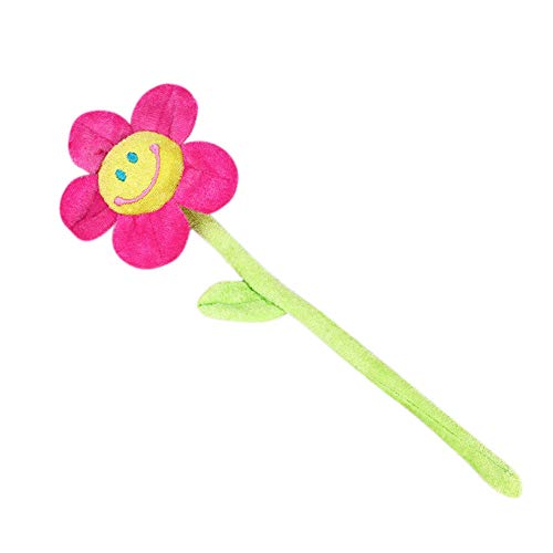 Maxtapos Plush Toy - Daisy Sun Flower Stuffed Doll with Bendable Stems Smile Face Cushion Cute Soft Cuddly Pillow Home Bed Desk Decor Rose Red