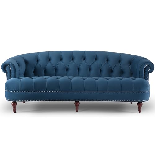 Jennifer Taylor Home La Rosa Victorian Chesterfield Tufted Sofa, Satin Teal Blue Velvet