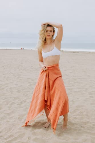 Infuszezen Stonewashed Turkish Towel Extra Large - Thin And Absorbent Bath Towel, Beach Towel And Pool Towel, Large Cotton Stone Washed Peshtemal Towels Weaved In Turkey, Hammam Spa Towels (Orange) #TOP7