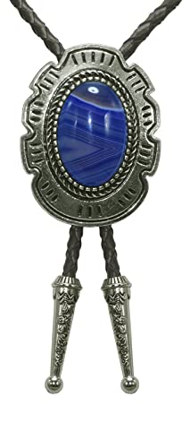 Image of Moranse Bolo Tie with Natural Tiger Eye Stone Celtic Style Genuine and Cowhide Rope
