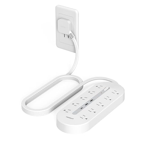 TESSAN 電源タップ スイッチ付き 延長コード 2m 薄型プラグ usb たこあしコンセント 拡張 10個AC口 3個USBポート テーブルタップ 壁掛け マルチ oa 蛸足コンセント たこあし配線 節電 省エネ 雷ガードの商品画像（Amazon）