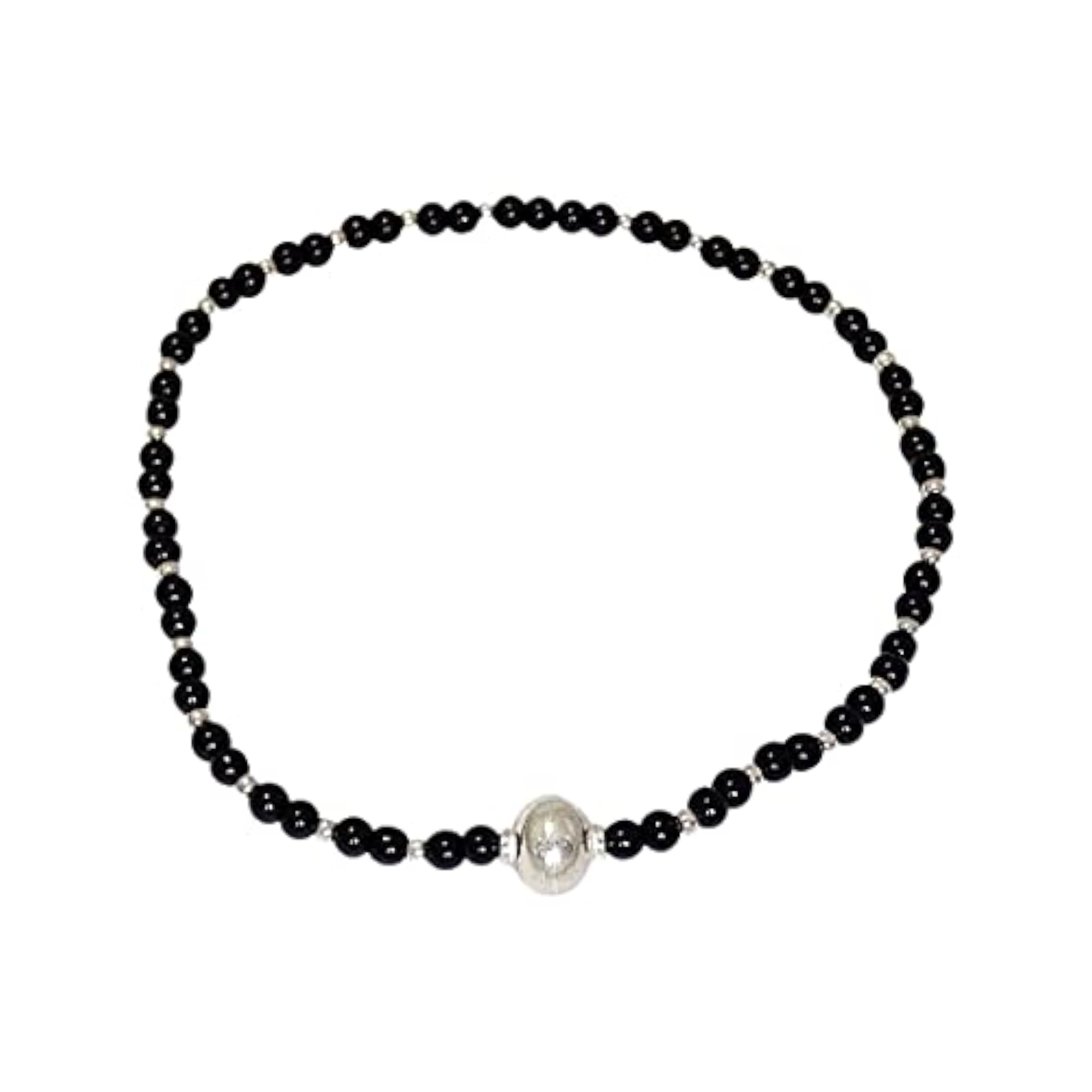 Women's 92.5 Sterling Silver Beads Stretchable Nazariya Anklet