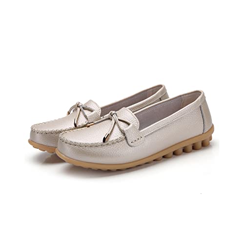 Image of Momuk Women's Penny Loafers Leather Driving Moccasins Slip On Boat Shoes Fashion Comfort Flats