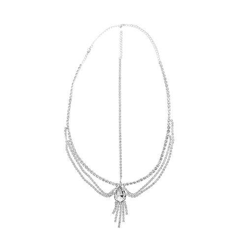 Tassels Rhinestones Head Chain for Women Multilayer Headwear Bridal Shower Wedding Hairchain Frontlet for Formal Event Tassels H