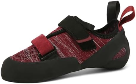 DONFAAUK Men Women Rock Climbing Sneakers Beginners Kids Indoor Wall Climbing Shoes Non Slip Bouldering Athletic Shoes,Red,38 EU