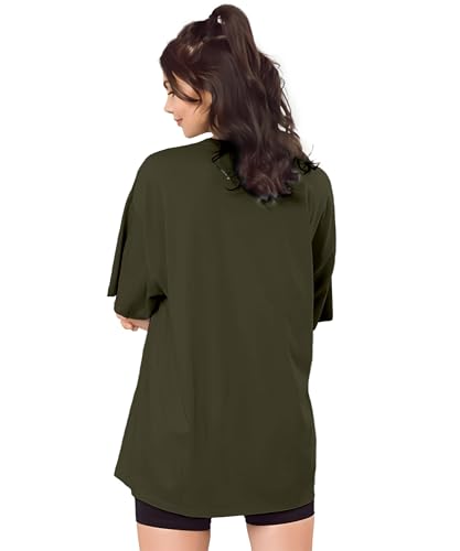 Image of SHODOX Bio-Washed Anti Bacterial 100% Pure Cotton Women's Oversized Aesthetic Premium Printed T-Shirt | Cozy Soft, Less Wrinkles Loose Fit, Drop Shoulder, Korean Baggy Style Tees for Girls