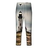 Toucher doux : le pantalon de pyjama avec imprimé phare ancien en polyester et élasthanne de haute qualité offre une sensation super douce sur la peau et assure un sommeil confortable sans irritation.