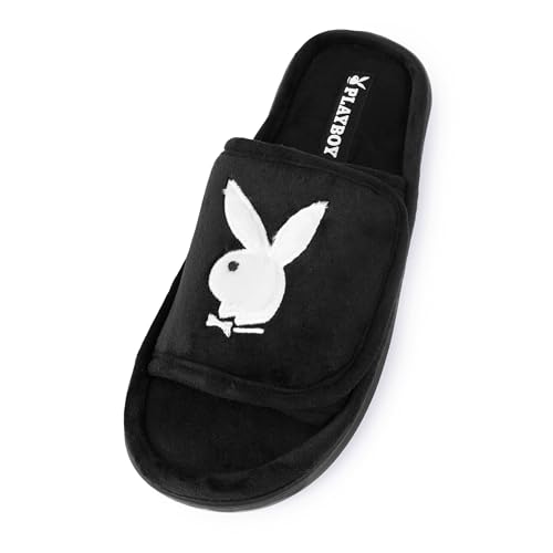 Playboy unisex-adult Adjustable Cozy Plush Velour Memory Foam Indoor Outdoor Soled Slipper in Sizes S-xl4
