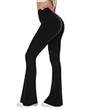 TNNZEET Flared Leggings Women Yoga Pants High Waisted Stretchy Workout Trousers with Pockets Bootcut for Gym（Black,M）