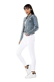 Nina Carter S338 Damska kurtka dżinsowa, kurtka przejściowa, lekki efekt sprania, niebieski, denim casual, Vintage niebieski (S338-1), M