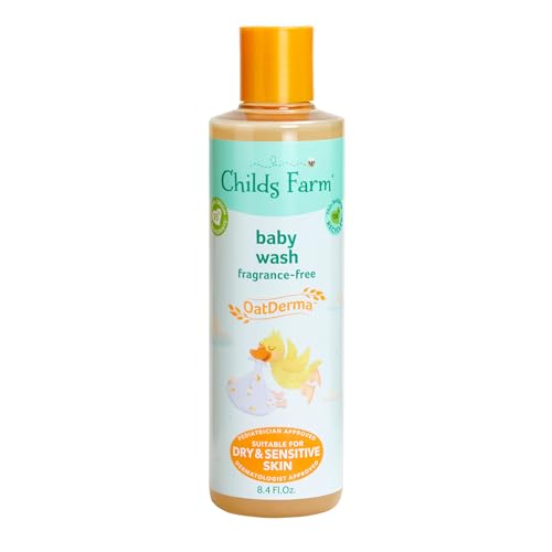 Childs Farm, OatDerma Baby Wash, Fragrance-Free, Gently Cleanses and Soothes, Suitable for Newborns with Dry, Eczema-prone, Sensitive Skin, 8.4 Fl Oz