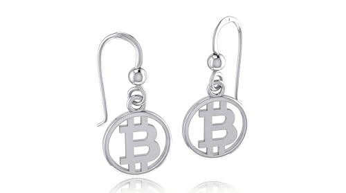 Jewelry Trends Small Bitcoin Cryptocurrency Blockchain Silver Dangle Earrings