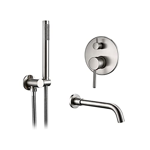 Grifo de baño de pared con desviador y manguera para duchas relajantes 2