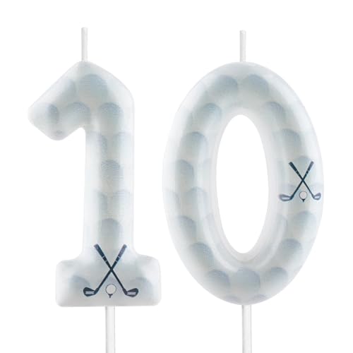 Golf Birthday Candles 10th Golf Themed Birthday Party Decorations, Funny Cake Topper Candles for Boys Girls Kids Sport-Theme Party Supplies
