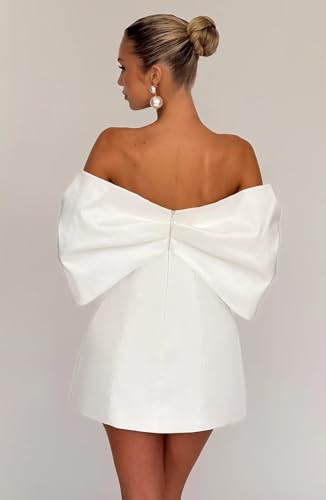 Short Wedding Dresses for Bride Women's Strapless Satin Bridal Shower Dress Mini Cocktail Gown2