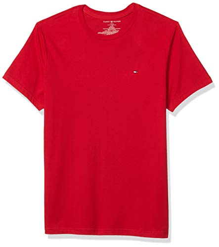 Tommy Hilfiger Men's Flag Crew Neck Tee, Mahogany, Large