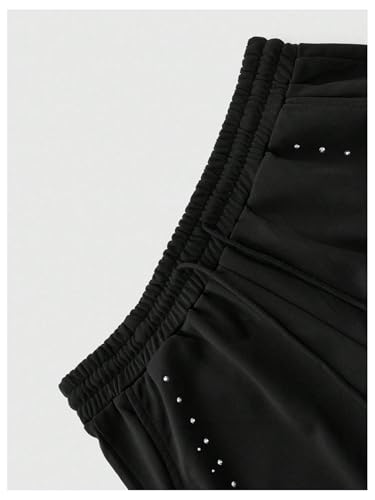 Men's Rhinestone Glitter Baggy Sweatpants Drawstring Elastic Waist Hip Hop Pants Streetwear3