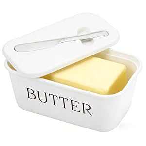 Eastrise Butter Dish with Lid and Knife for Kitchen Countertop,Large Food Grade PP Butter Holder, Includes Stainless Steel Spreader, BPA-Free Container Keeps Butter Soft & Spreadable (White)