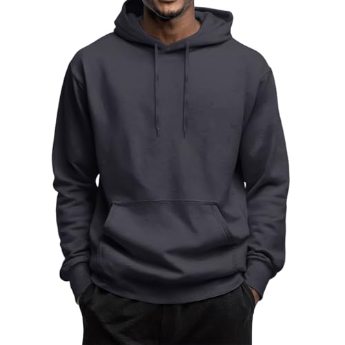 Men's Fleece Hoodies Crewneck Long Sleeve Casual Winter Warm Pullover with Pocket