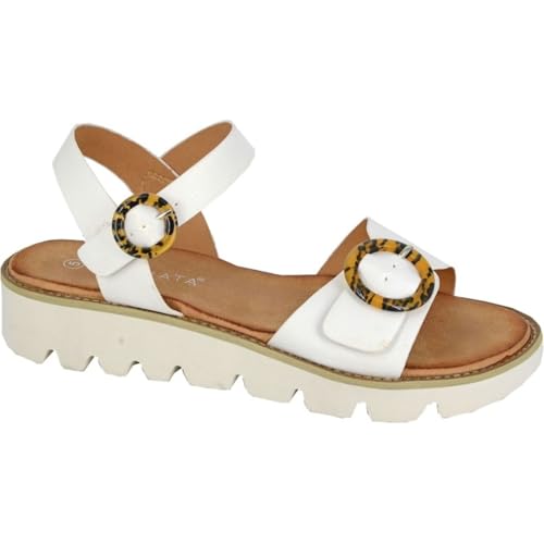 Image of Cipriata Mimi Wedge Sandals - PU White/White UK 5 - Twin Buckle Fastening