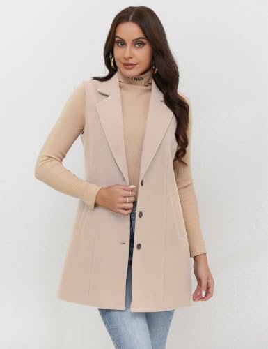 Image of IDEALSANXUN Plaid Vest for Women Fall Winter Sleeveless Blazer Jackets
