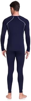 SIMIYA Thermal Underwear Set for Men Long Johns with Fleece Lined Base Layer for Workout Skiing Running Hiking Navy Blue