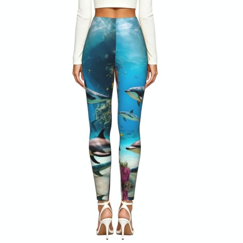 Leggings de compresión 3D moldeadores que evitan transparencias con estampado de peces 3